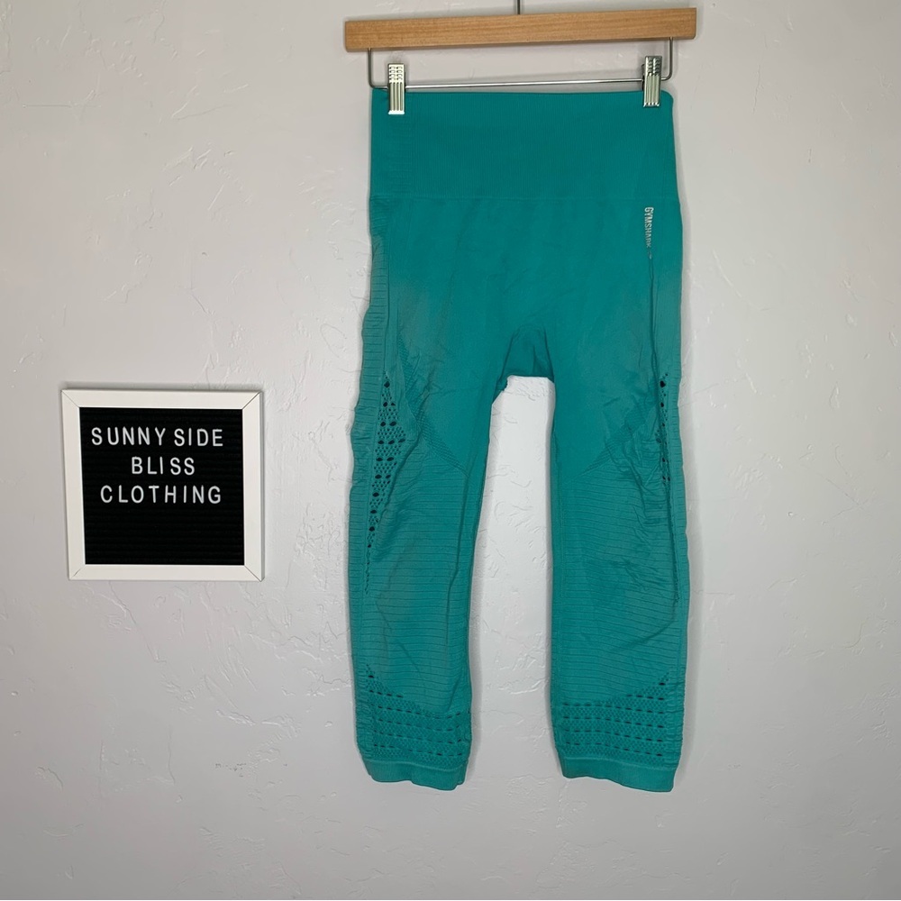 Gymshark Energy Seamless Teal Capri Leggings Women’s S High Waist Compression